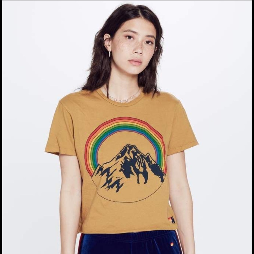 Aviator Nation Gold Rainbow Graphic Boyfriend Tee